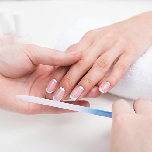 Skiennix Premium Crystal Glass Nail File - Double-Sided for Natural & Acrylic Nails | Portable Case Included (Black, Blue & Pink)