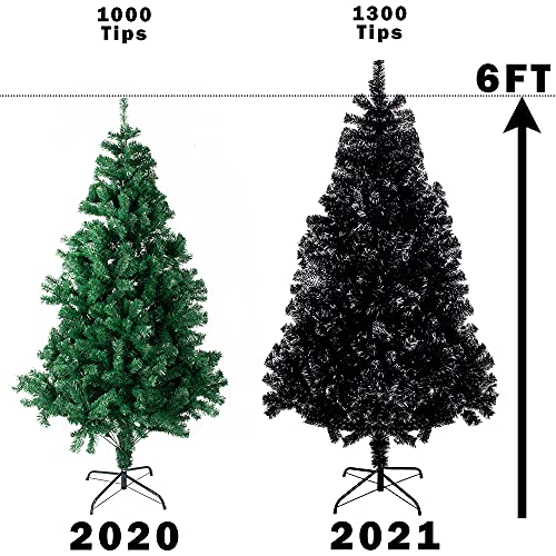 7.5FT Artificial Christmas Tree with 1800 Tips & Metal Stand - Black, Indoor Outdoor
