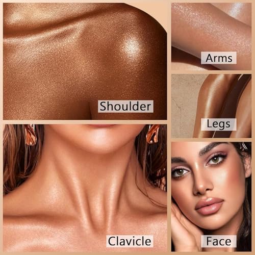 Corlo Rose Gold Body Shimmer Oil 1.05 Fl Oz Liquid Glitter Highlight for Face & Body