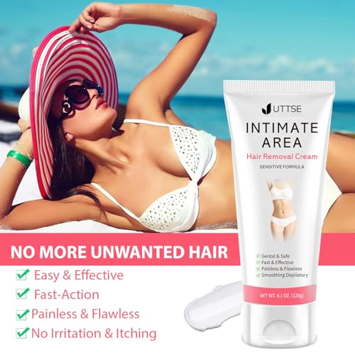 Painless Hair Removal Cream for Women - Sensitive Skin, Underarms & Bikini Area
