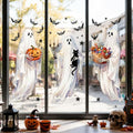 Halloween Ghost Window Clings Set - Large Static Stickers for Windows, Mirrors & Glass Doors - Variation: Halloween Style 14