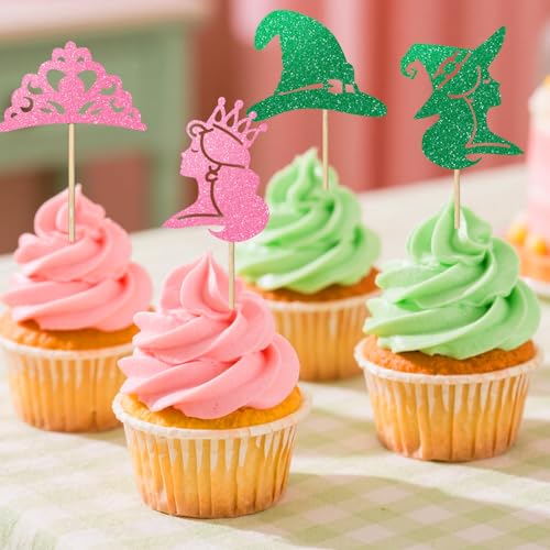 24PCS Witch Themed Cake Cupcake Toppers Decorations for Halloween & Birthday Parties
