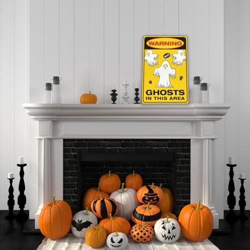 Halloween Outdoor Warning Sign - Spooky Chic Metal Tin Wall Decor