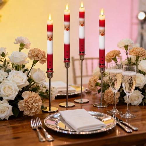 Santa Flameless Taper Candles with Remote Timer - Christmas Decorations - 3 Santa Variations