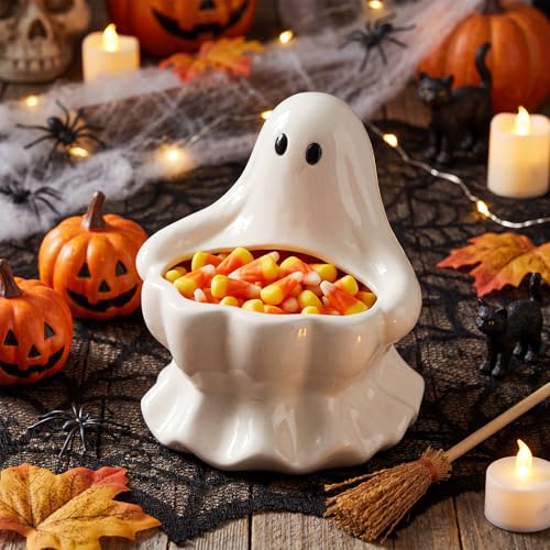 Halloween Ghost Candy Bowl Ceramic Ghost Dish for Snacks & Decor