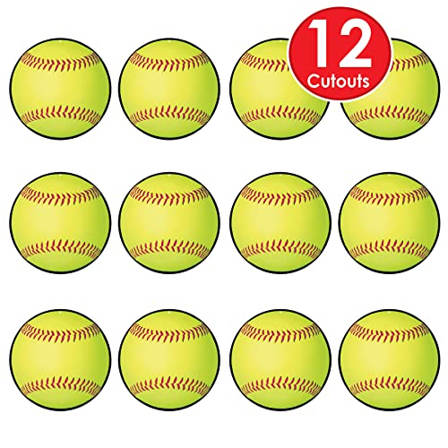 Softball Party Decorations - 12 Fastpitch Cutouts for Sports Themed Events