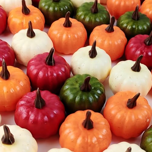Mini Artificial Pumpkins for Fall Decor - 20PCS Autumn Harvest Decor, Halloween & Thanksgiving Table Centerpieces