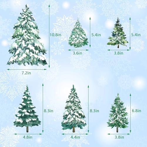 KALEFO Snowy Winter Tree Window Clings - Christmas Decor, 60 Pieces, Variation: Winter