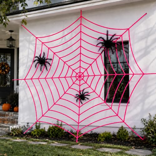 Pink Spider Web Decoration Set - 11.8ft Halloween Wall Decor, 2 Pieces - Pink Variation