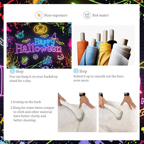 Neon Halloween Backdrop 8x6FT Party Decor Banner - Realistic Digital Print