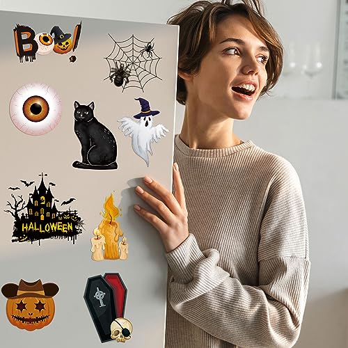 Halloween Refrigerator Magnets Set with Pumpkins Ghosts and Skulls - 24 Pieces