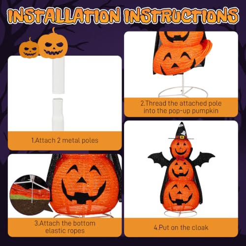 Halloween Yard Decoration 5FT 3-Tier Pumpkin Fabric with Cape & Wings - Variation of THIS listing