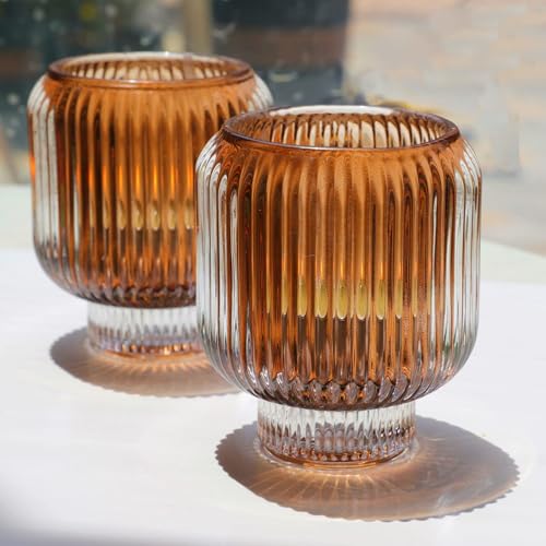 Brown Votive Candle Holders Set of 4 - Fall Thanksgiving Decor Variation of THIS listing