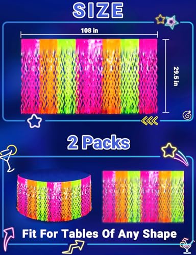 Glow in the Dark Fringe Curtain Backdrop Decorations with Variation Macaron Orange Yellow Fuchsia