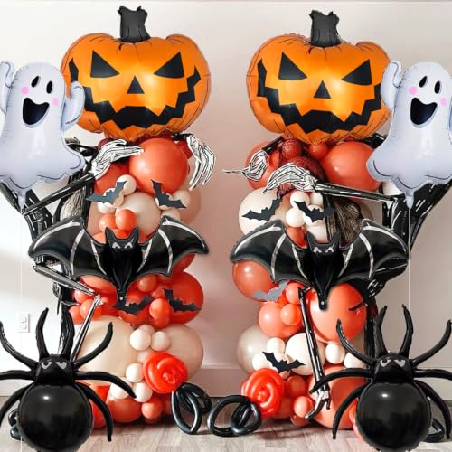 Halloween Foil Balloons Set - Boo Ghost Bat Pumpkin Spider Decorations