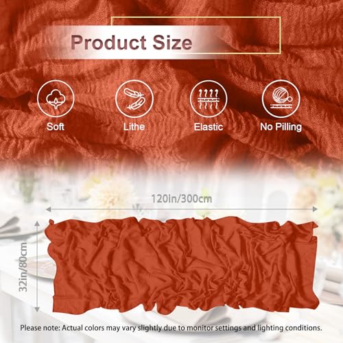 Terracotta 10ft Table Runner Set - Rustic Cheesecloth Wedding & Holiday Decor