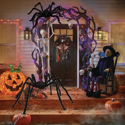 Halloween Spider Web Set with 59-Inch Fake Spider and 20 Mini Spiders - Indoor Outdoor Decor