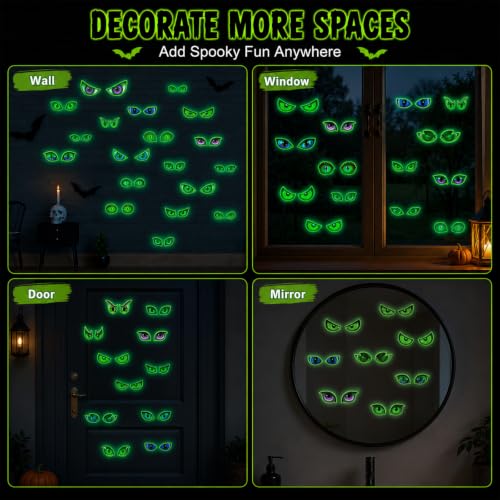 Glow in The Dark Halloween Decorations with Creepy Eye Stickers Set