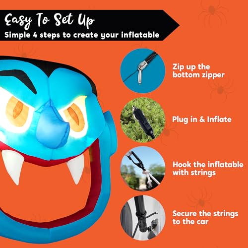 Halloween Inflatable Vampire Car Decoration with LEDs - 4.5 FT Tall Yard & Trunk or Treat Decor