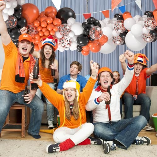 Black White Orange Balloon Arch Kit - 154pcs Halloween Birthday Decor - Variation: Black White Orange
