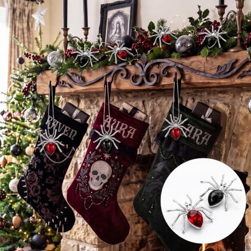 Crystal Gothic Spider Christmas Ornament Set - 12 Pcs, 1.97 Inch Decorations