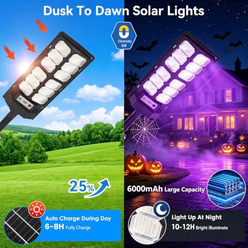 2-Pack Solar Black Lights Outdoor Waterproof UV Flood Lights with Remote & Motion Sensor