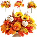 Autumn Artificial Floral Picks Set - 6 Pack Fall Silk Flowers with Pumpkins Sunflowers & Maple Leaves for Decor