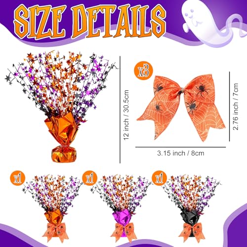 Halloween Table Centerpiece Decorations Set - Black, Orange, Purple, 6 Pieces