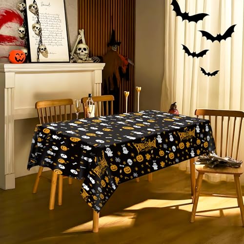 Halloween Disposable Plastic Tablecloth Rectangle 3 Pack - Spooky Design