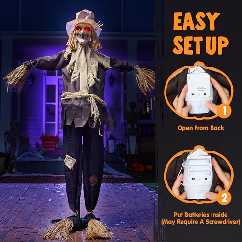 70-Inch Outdoor Animatronic Halloween Scarecrow Decoration with Motion Light and Sound