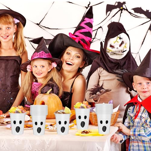 50Pcs Halloween Ghost Plastic Cups 12oz Disposable Party Drinkware