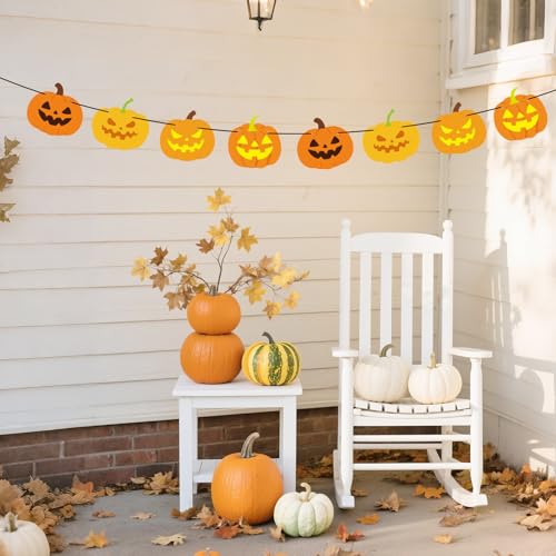 Halloween Pumpkin Garland - Fall Wall Decor for Halloween & Thanksgiving