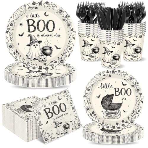 144-Pack Halloween Baby Shower Disposable Plates Cups Napkins Party Supplies