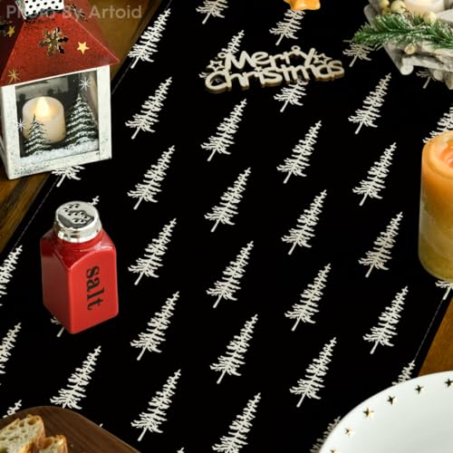 Christmas Table Runner 13x90 Inch Holiday Home Decor Black - Artoid Mode