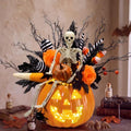 Halloween Skull Pumpkin Vase with Black & Orange Branches - DIY Spooky Decor - Skull Variation