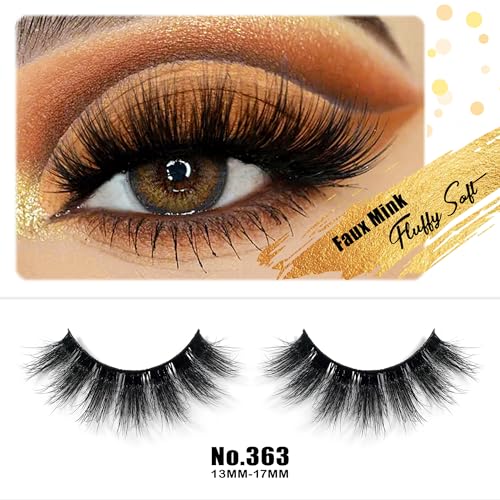 False Eyelashes 5D Fluffy Thick Dramatic Natural Wispy Reusable Pack of 7 Pairs No.363