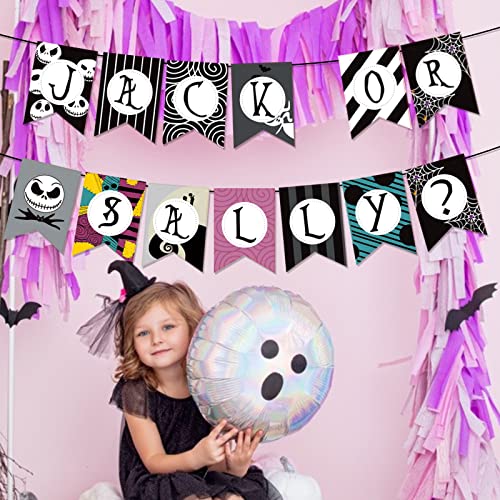 Halloween Skeleton Gender Reveal Banner Spooky Party Decorations