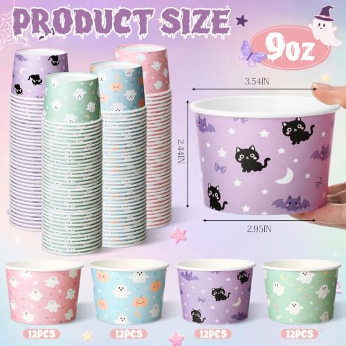 48 Pack Halloween Disposable Paper Snack Cups - Ghost Variation