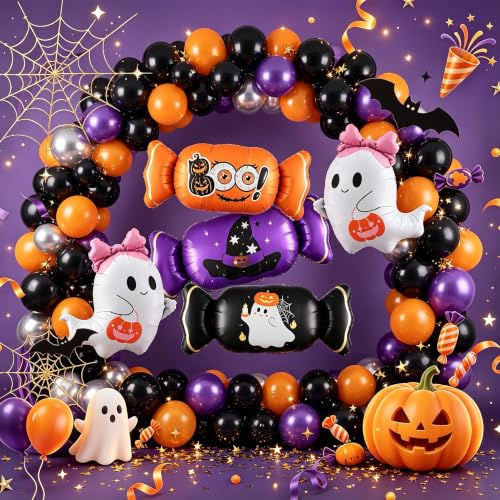 Halloween Foil Balloon Set - Ghost & Candy Shape Party Decorations 5 Pack