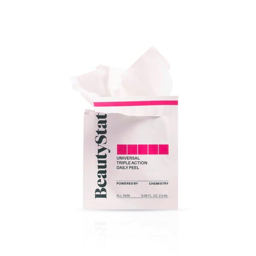 BeautyStat Triple Action One-Step Daily Exfoliating Peel Pad for Uneven Tone, Texture, Fine Lines, Enlarged Pores - Made in the USA - Gentle Exfoliator Pad with AHAs, BHAs, Glucosamine to Brighten