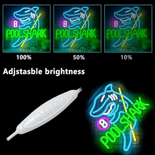 Pool Shark Neon Sign for Wall Decor Dimmable Billiards Game Room Light - Man Cave Gift