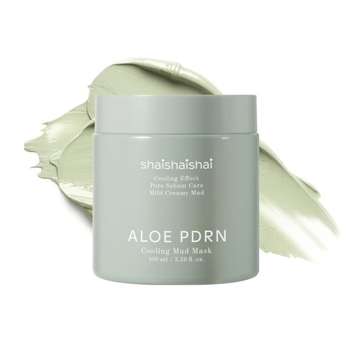 shaishaishai ALOE PDRN Cooling Mud Face Mask, Vegan Collagen Cream Clay Mask with Kaolin & Bentonite, Hydrating & Pore Care, Instant Cooling, Korean Skincare, 3.38 Fl Oz