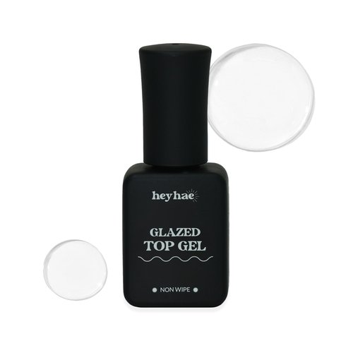 heyhae Glazed Top Gel for Semi-Cured Gel Nail Strip | Non Wipe High Gloss Gel Top Coat (0.23 fl.oz)