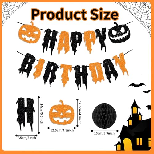 Halloween Birthday Party Decorations Kit - Black & Orange Festive Set