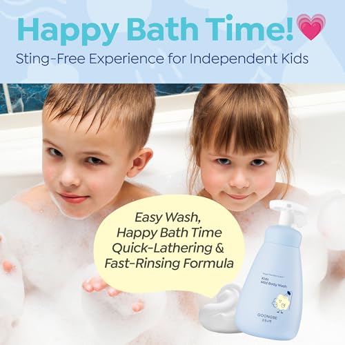 GOONGBE Kids Body Wash – Tear-Free Tested Gentle Pump Foam for Sensitive Skin – Low pH Hydrating Cleanser with Ceramide, Panthenol & Amino Acids – Allergen-Free Scent – Korean K-Beauty, 10.1 fl oz