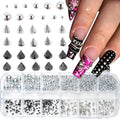 Silver Punk Bullet Rivet Nail Charms 12-Grid 3D Alloy Nail Art Decorations