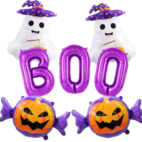 Halloween Balloons Set with Ghost Pumpkin and Boo Balloons - Purple Variation