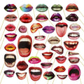 Funny Lips Photo Booth Props Set - 40 Pieces with Sticks for Parties & Events - Variation of Funny Lips Props-40pcs / One Size