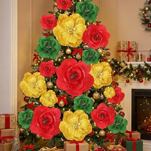 Large Paper Flower Decorations - 18pcs Mixed Sizes for Wedding, Party & Holiday Backdrops