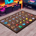 Children's Pixel Game Rug - Non-Slip Brown 3'11 x 5'3 Playroom Decor